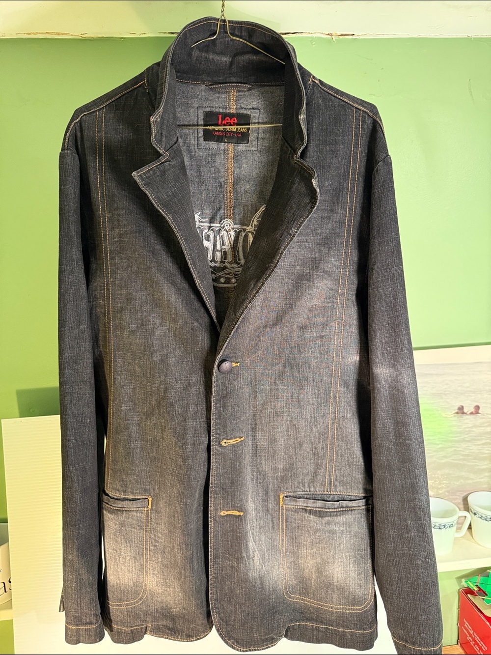 Lee Black/Gray Washed Denim Blazer